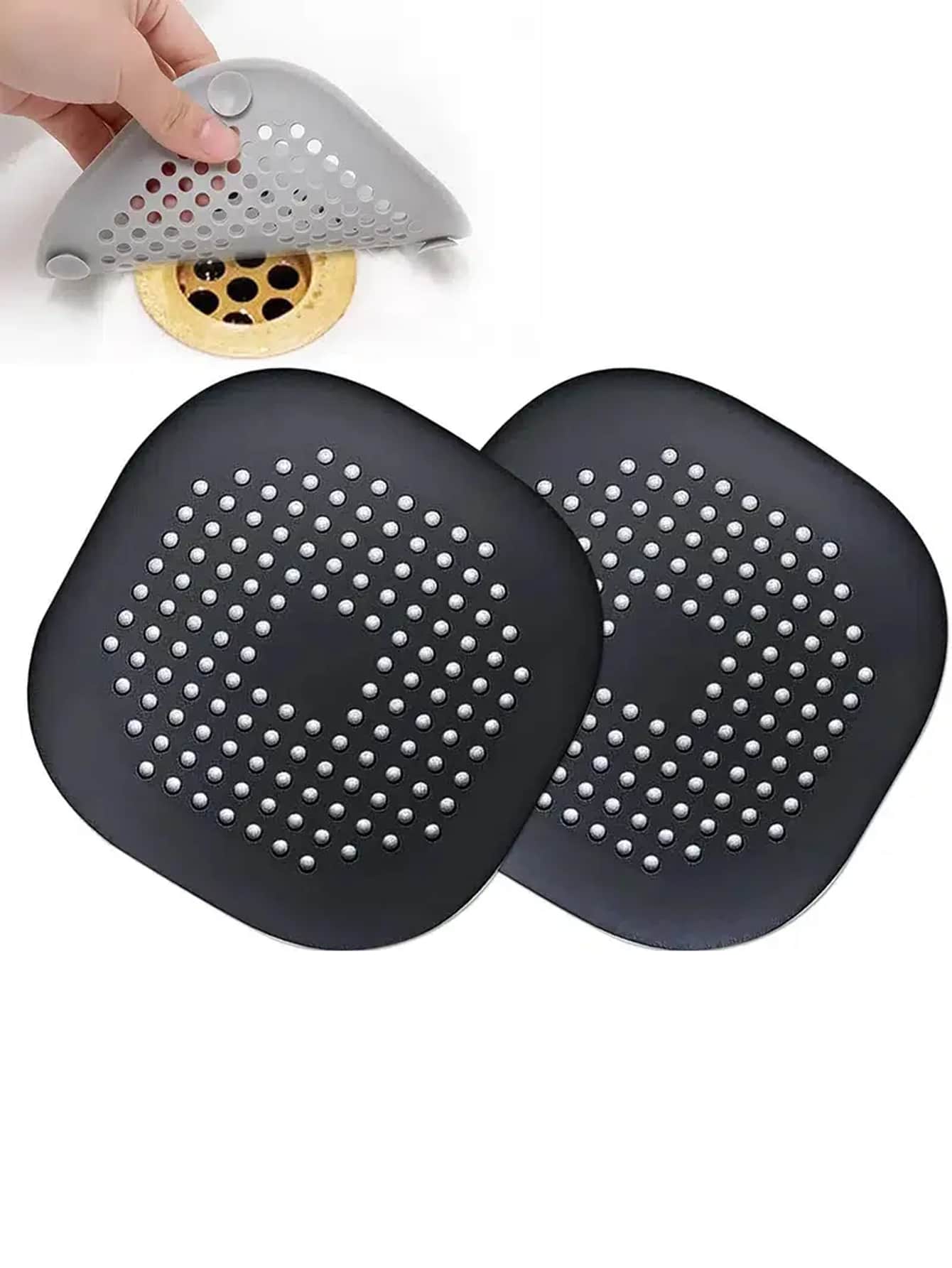 3pcs Drain Cover With Suction Cup Pad, Kitchen Bathroom Sink Strainer Hair Filter Home Bathroom Decor Fall Decor Back To School