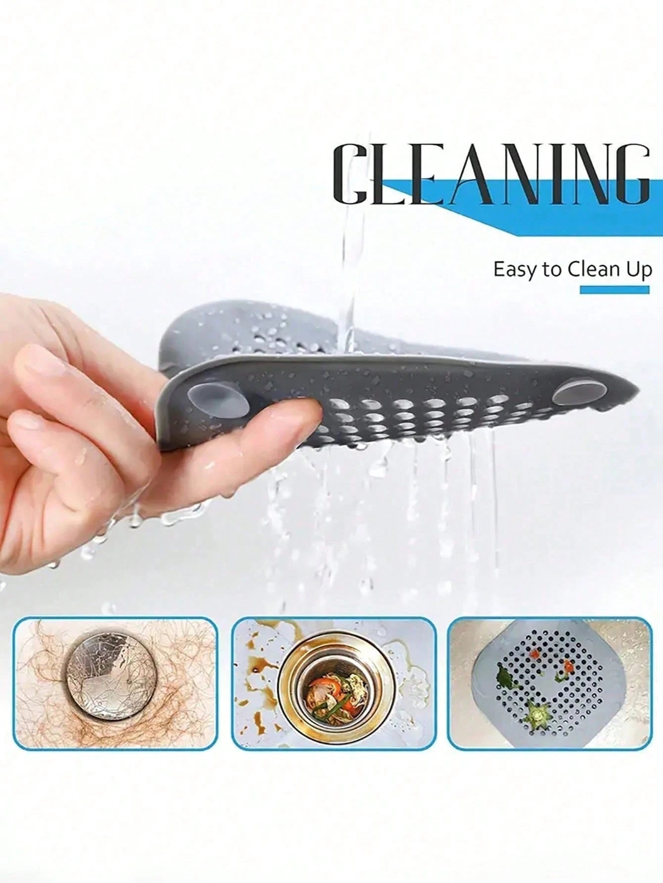 3pcs Drain Cover With Suction Cup Pad, Kitchen Bathroom Sink Strainer Hair Filter Home Bathroom Decor Fall Decor Back To School