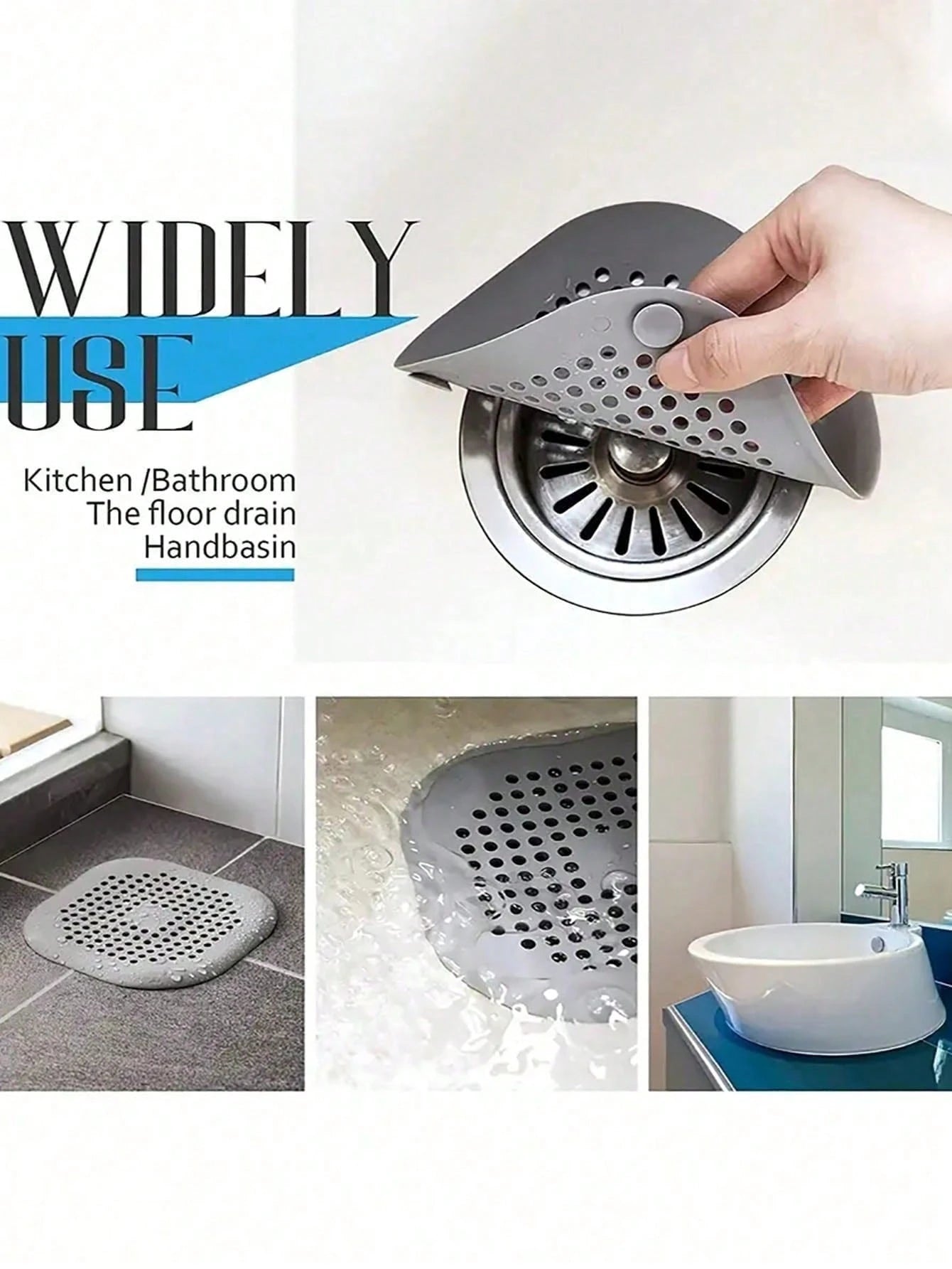 3pcs Drain Cover With Suction Cup Pad, Kitchen Bathroom Sink Strainer Hair Filter Home Bathroom Decor Fall Decor Back To School
