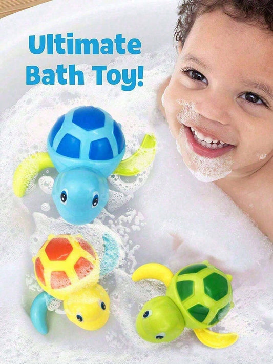3pcs Funny Swimming Turtle Bath Toys – Perfect Gift For Toddlers Aged 2-6, Great Thanksgiving Present! Children's Bath Toys: Wind-Up Swimming Turtles, Suitable For Boys And Girls, Ideal For Baby Bath