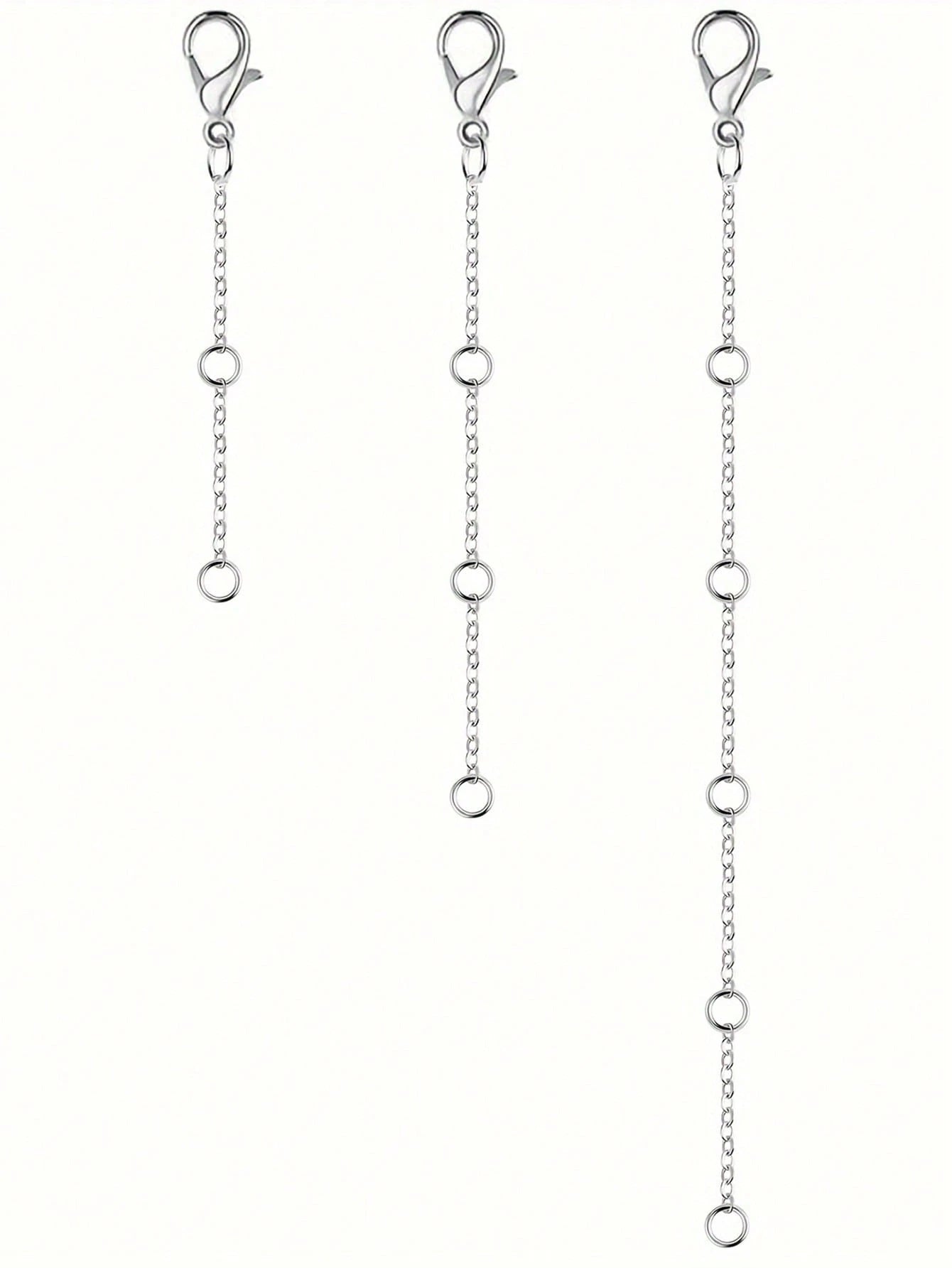 3pcs Gold Stainless Steel Extension Chain, Ideal For Jewelry Making Such As Bracelets And Anklets