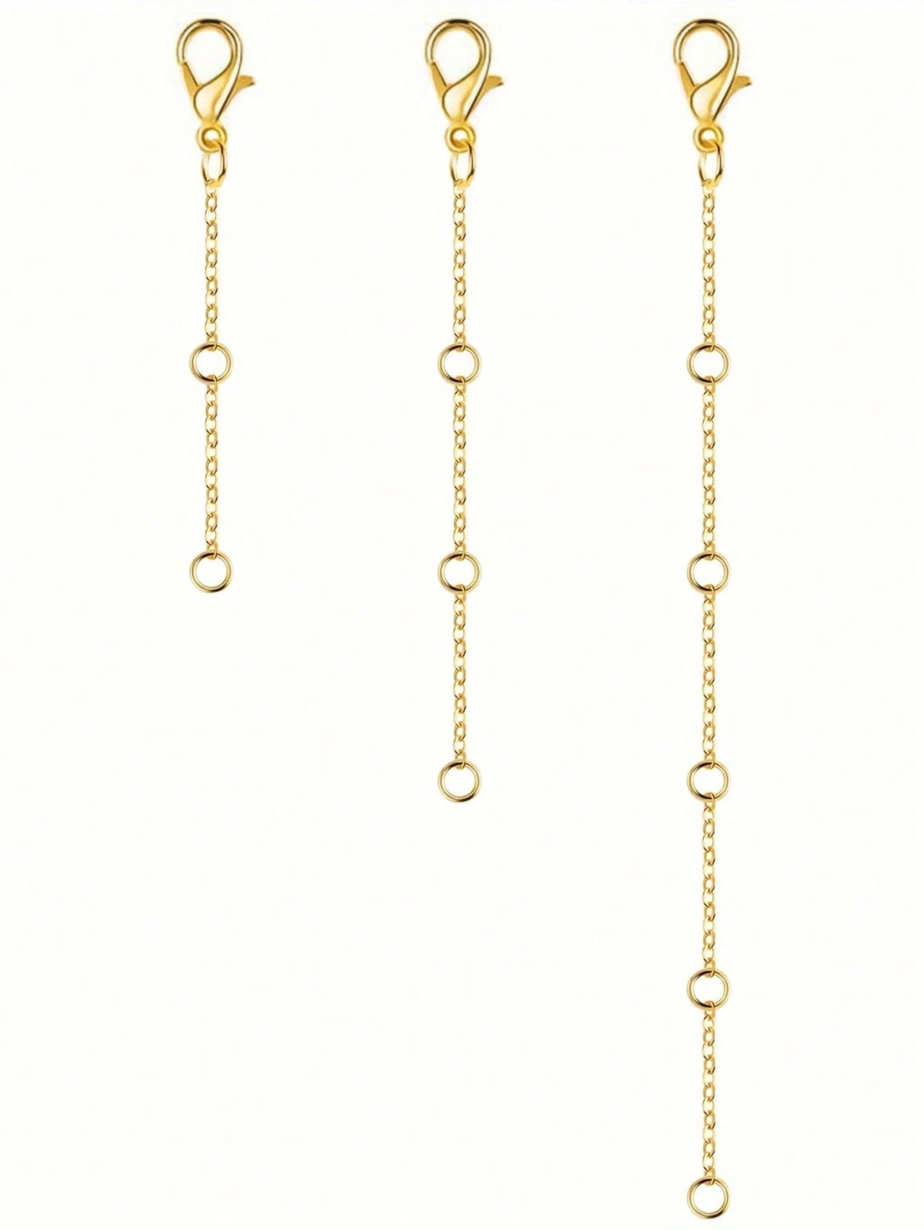 3pcs Gold Stainless Steel Extension Chain, Ideal For Jewelry Making Such As Bracelets And Anklets
