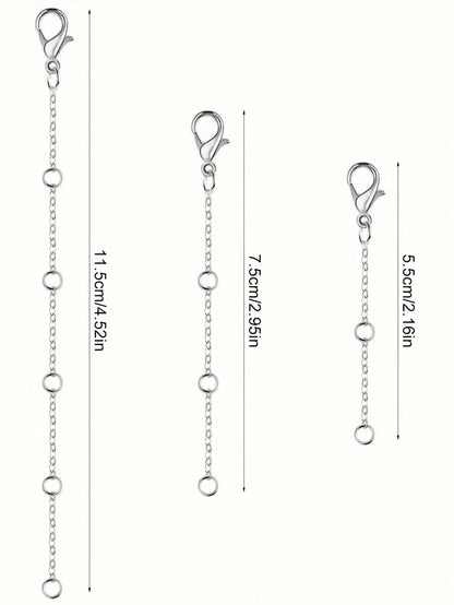 3pcs Gold Stainless Steel Extension Chain, Ideal For Jewelry Making Such As Bracelets And Anklets