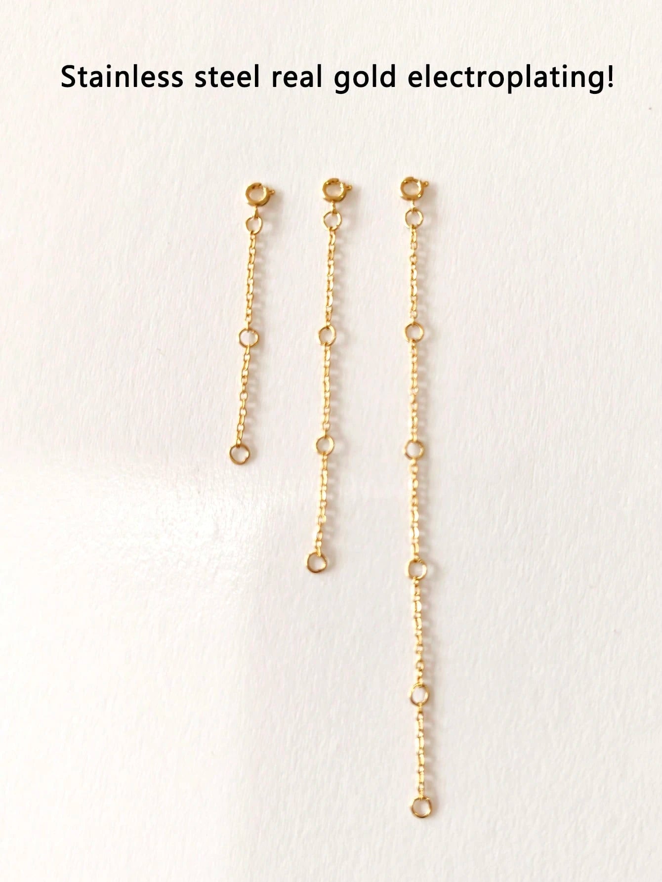 3pcs Gold Stainless Steel Extension Chain, Ideal For Jewelry Making Such As Bracelets And Anklets
