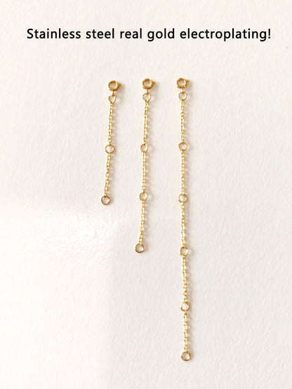 3pcs Gold Stainless Steel Extension Chain, Ideal For Jewelry Making Such As Bracelets And Anklets