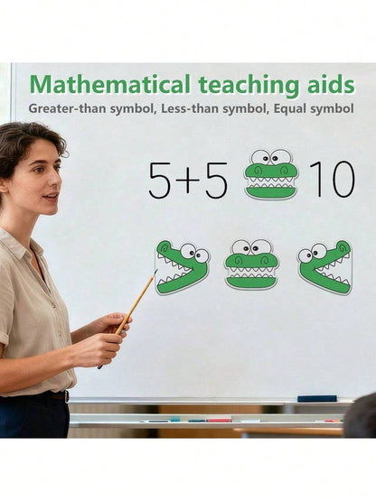3pcs Magnetic Math Teaching Stickers, Greater Than Less Than Equal To Signs Magnets, Elementary Arithmetic Interactive Classroom Game Educational Tools, Children Early Education Cognitive Wall Sticker