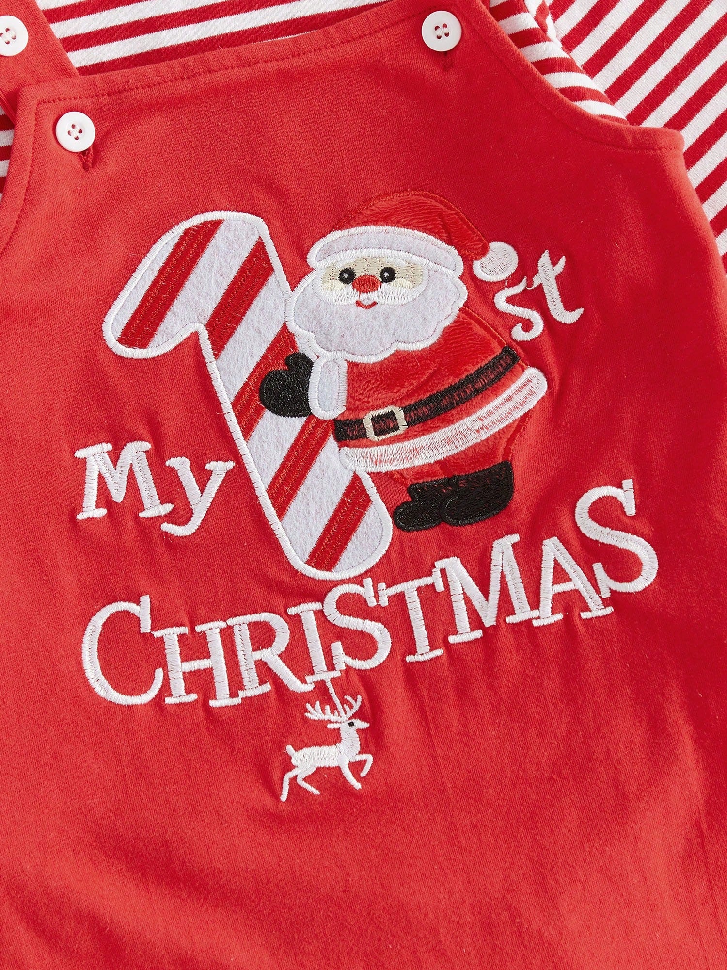 3Pcs Newborn Baby Boy Christmas Clothes Long Sleeve Striped Romper Tops + Suspender Pants + Hat 3M 6M 9M 12M 18M Infant Overalls Set