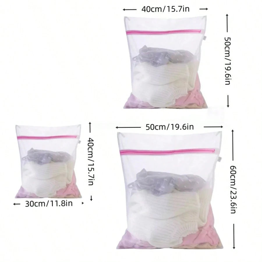3pcs Pink Washing Machine Laundry Bags For Clothes, Socks, Underwear, Practical Household Tools, Housewarming Gift