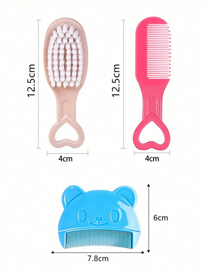 3pcs Set Baby Bear Shaped Comb, Newborn Hair Brush, Soft Bristle Brush For Bathing And Massaging Newborn And Infant