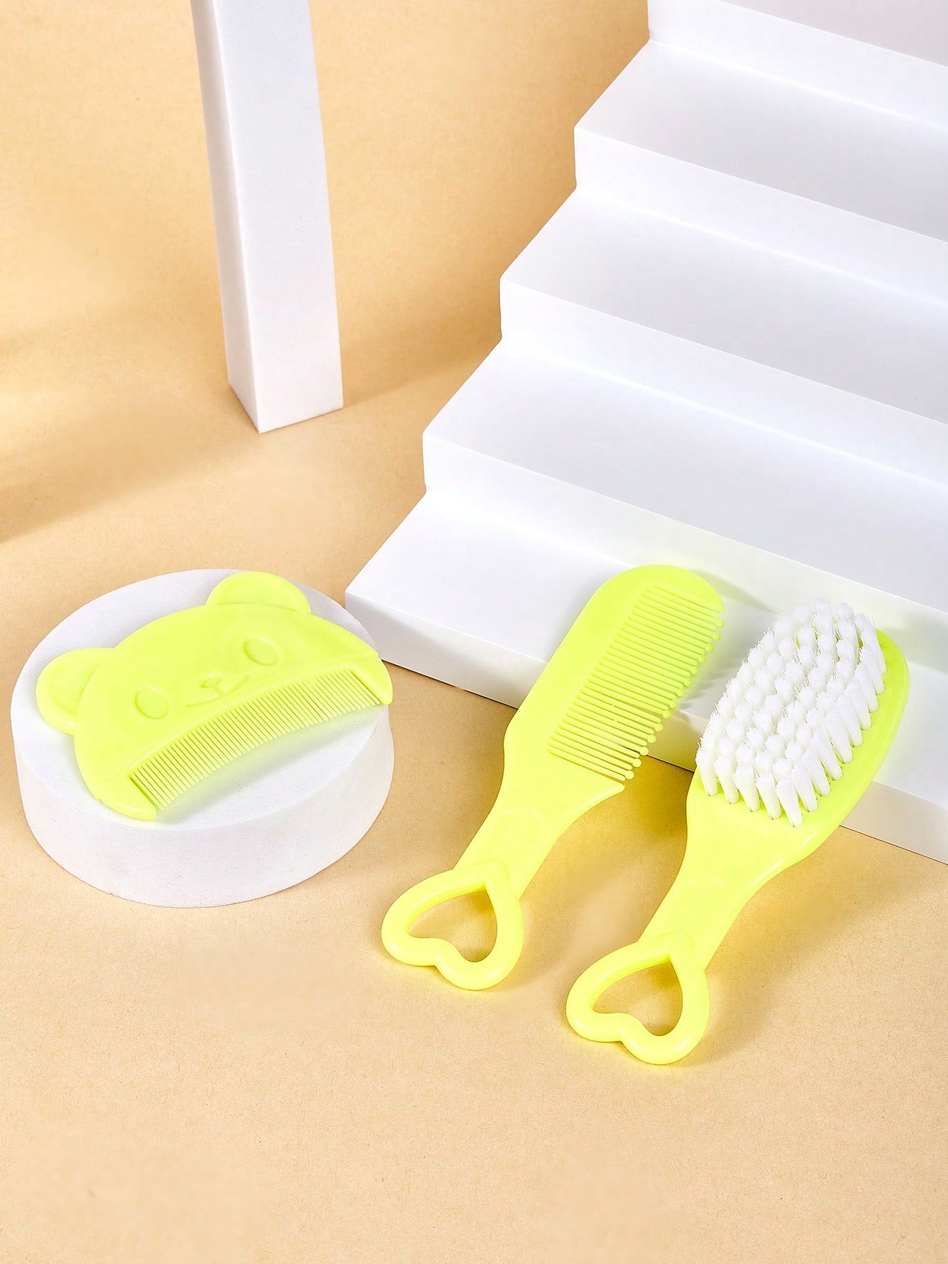3pcs Set Baby Bear Shaped Comb, Newborn Hair Brush, Soft Bristle Brush For Bathing And Massaging Newborn And Infant