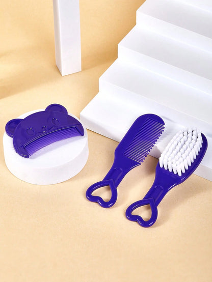 3pcs Set Baby Bear Shaped Comb, Newborn Hair Brush, Soft Bristle Brush For Bathing And Massaging Newborn And Infant