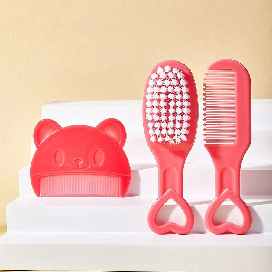 3pcs Set Baby Bear Shaped Comb, Newborn Hair Brush, Soft Bristle Brush For Bathing And Massaging Newborn And Infant