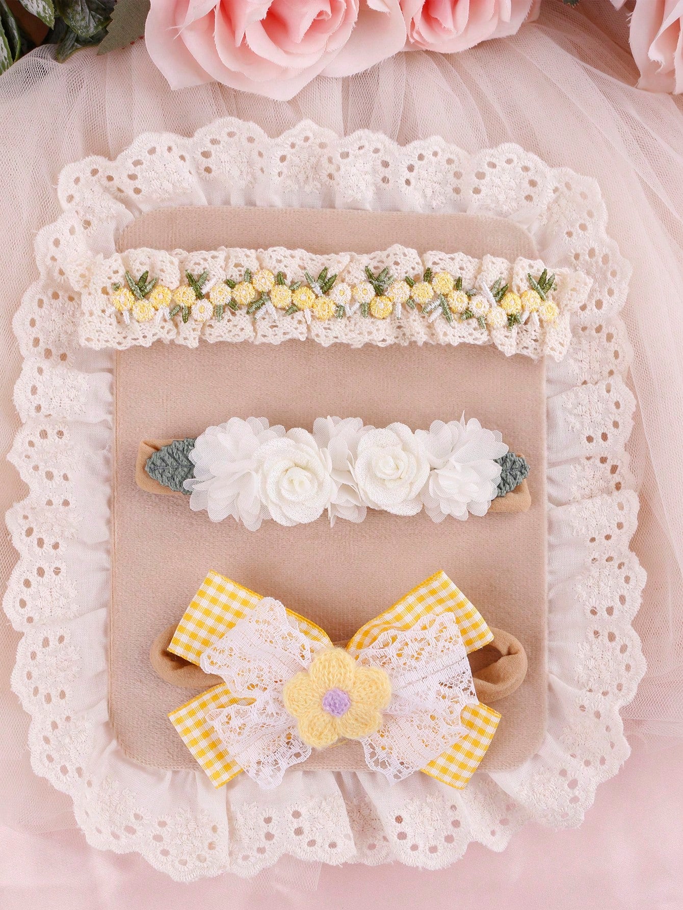 3pcs/Set Cute Baby Photo Prop Elastic Headbands, Baby Bowknot Sweet Adorable Princess Headbands