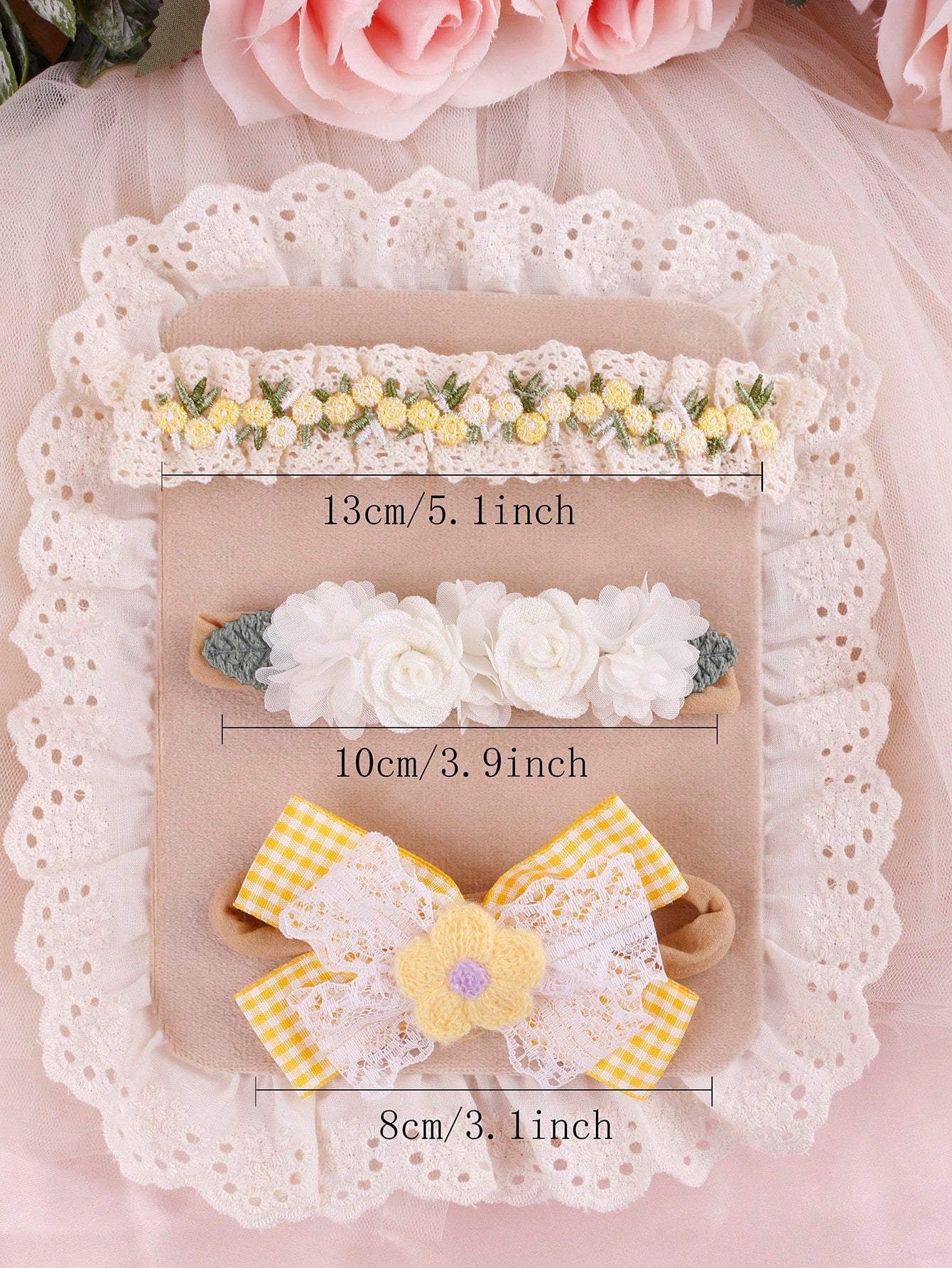 3pcs/Set Cute Baby Photo Prop Elastic Headbands, Baby Bowknot Sweet Adorable Princess Headbands
