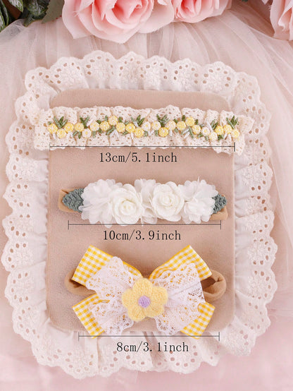 3pcs/Set Cute Baby Photo Prop Elastic Headbands, Baby Bowknot Sweet Adorable Princess Headbands