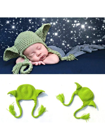 3pcs/Set Green Handmade Knitted Newborn Photography Props Baby Clothing Set, Boys & Girls Festival Costumebaby Shower Easter Gift Sthings For Girls/Boys