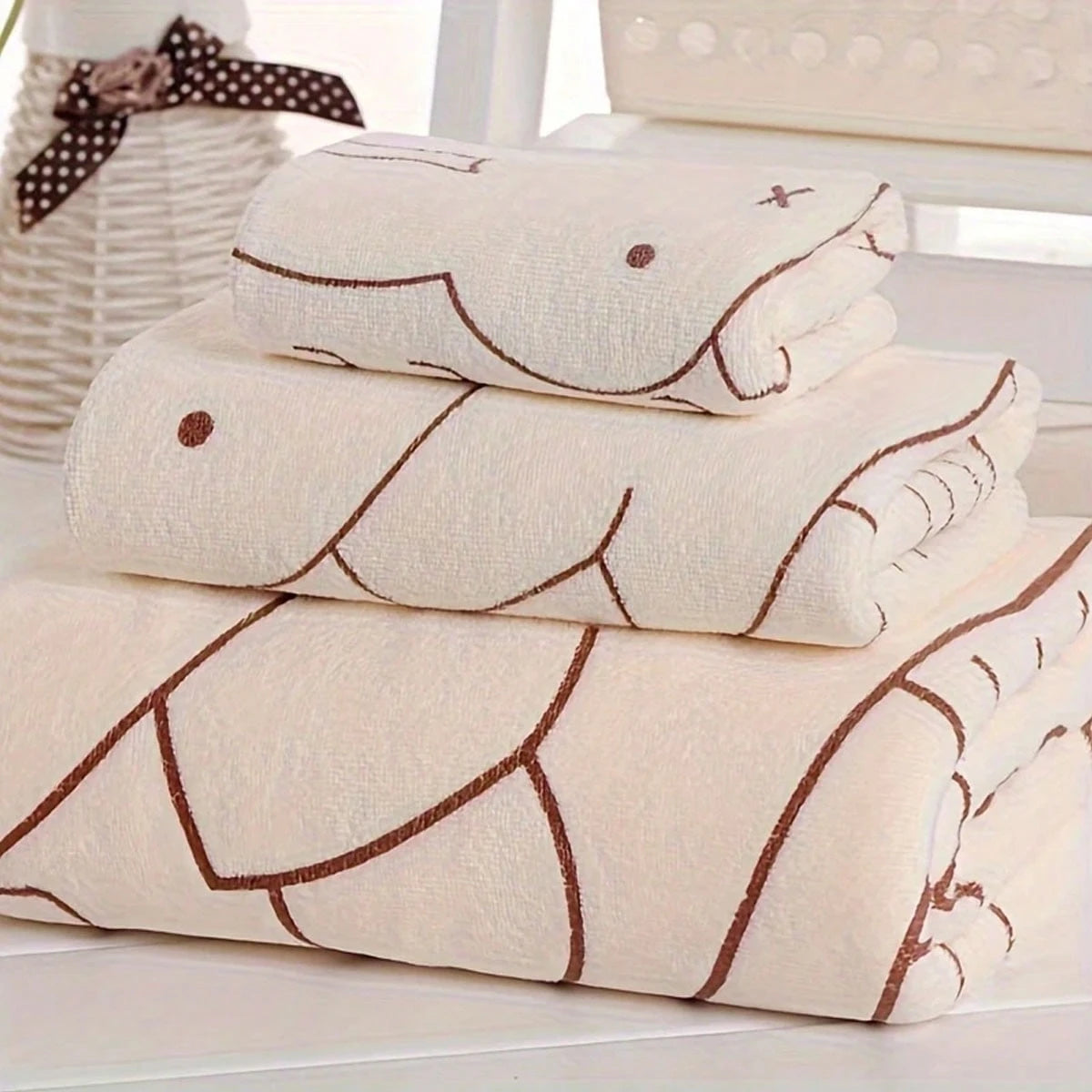 3pcs Soft Absorbent Cartoon Bath Towels: Small, Medium, Large- Perfect Choice