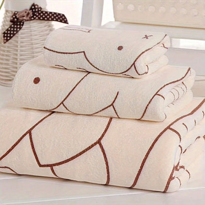 3pcs Soft Absorbent Cartoon Bath Towels: Small, Medium, Large- Perfect Choice