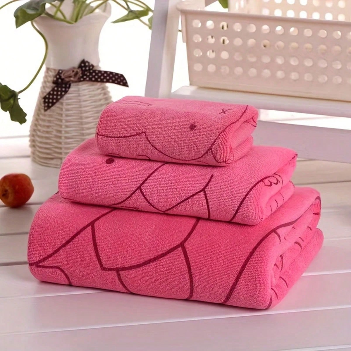 3pcs Soft Absorbent Cartoon Bath Towels: Small, Medium, Large- Perfect Choice