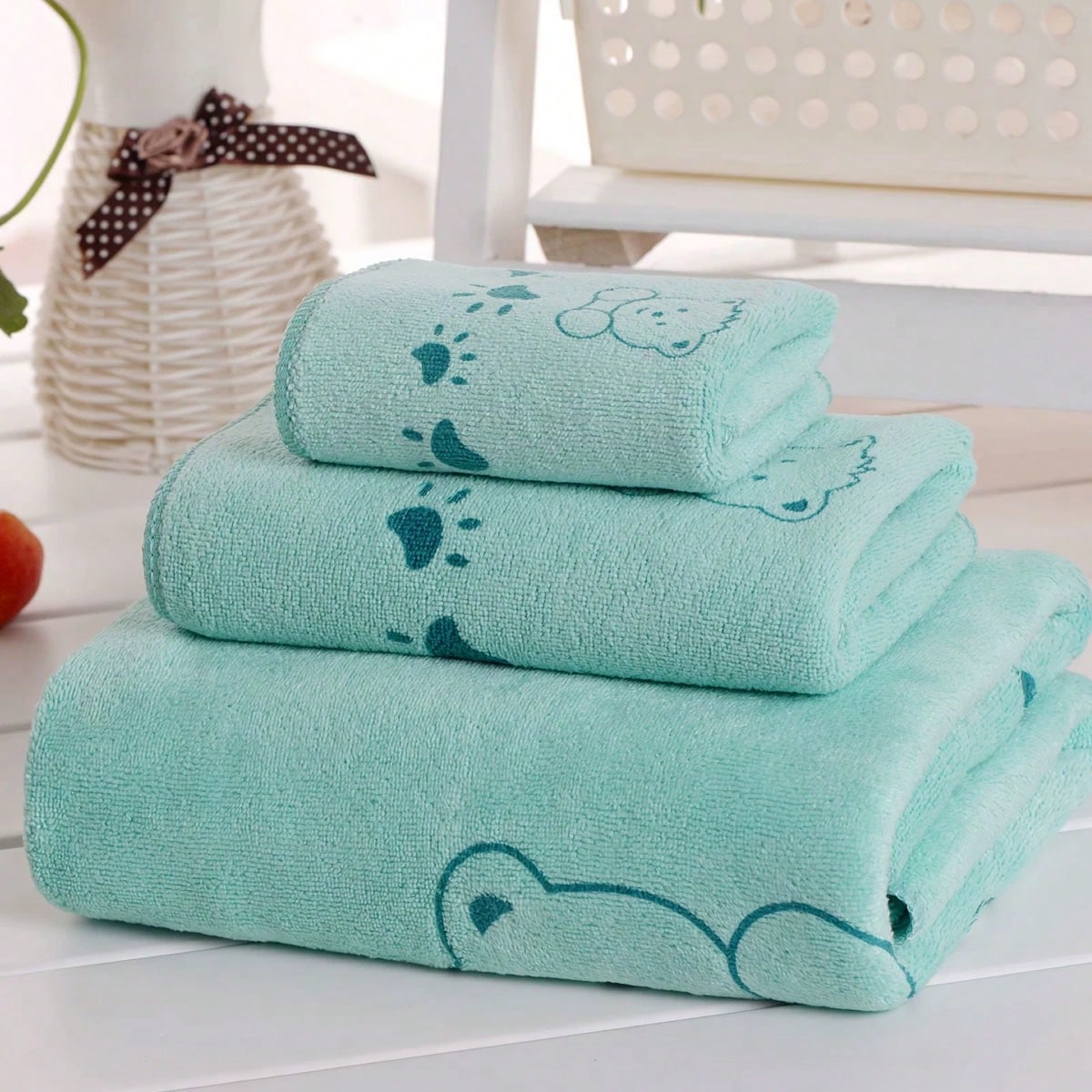 3pcs Soft Absorbent Cartoon Bath Towels: Small, Medium, Large- Perfect Choice