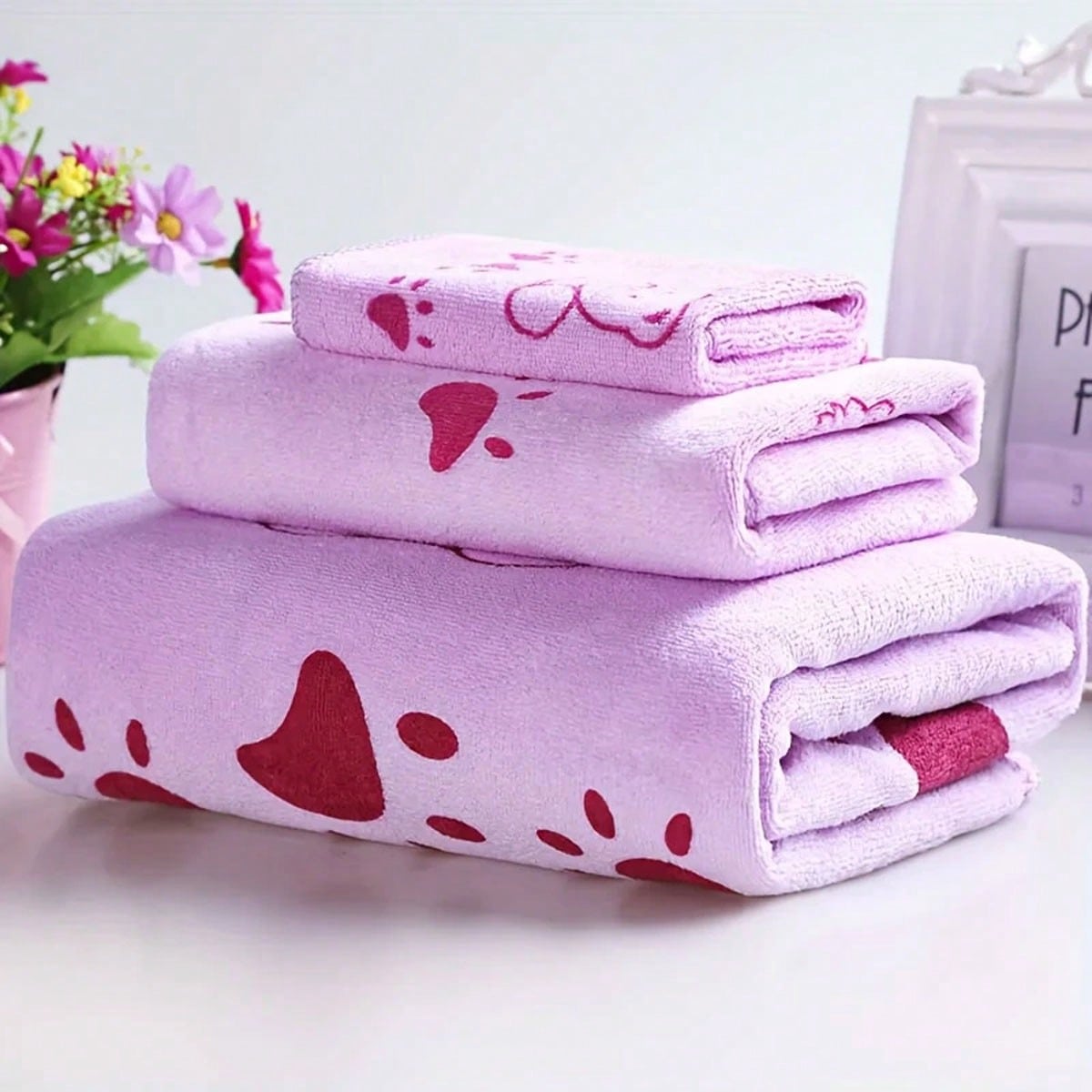 3pcs Soft Absorbent Cartoon Bath Towels: Small, Medium, Large- Perfect Choice