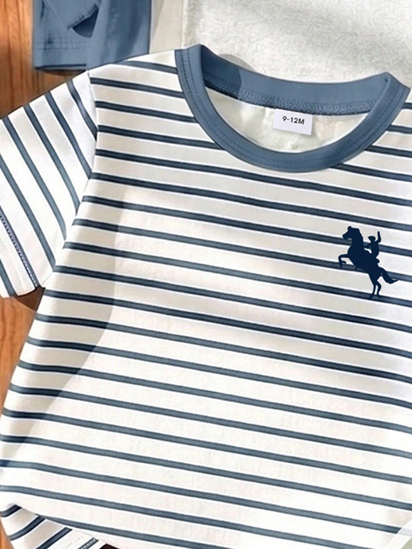 3pcs Tops, Minimalist Letter Print Pattern Grey T-Shirt, Minimalist Letter Print Pattern Blue T-Shirt