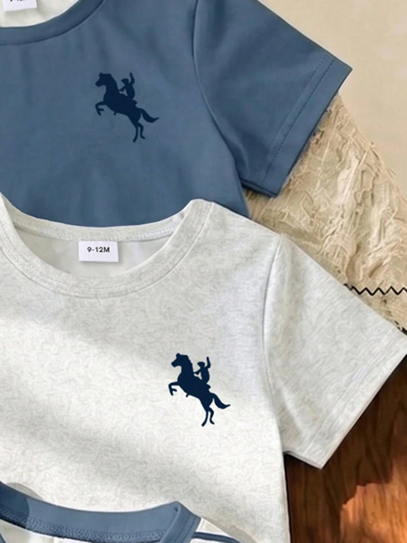 3pcs Tops, Minimalist Letter Print Pattern Grey T-Shirt, Minimalist Letter Print Pattern Blue T-Shirt