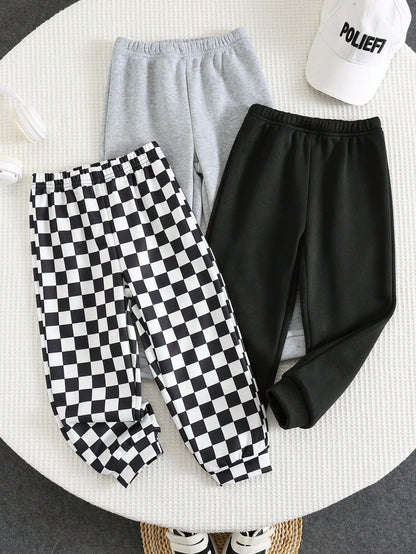 3pcs Young Boy Casual Elastic Waist Sweatpants, Kids Joggers All-Match Multi-Pack, Autumn/Winter