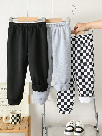 3pcs Young Boy Casual Elastic Waist Sweatpants, Kids Joggers All-Match Multi-Pack, Autumn/Winter