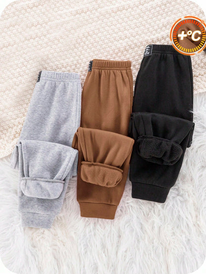 3pcs Young Boy Casual Elastic Waist Sweatpants, Kids Joggers All-Match Multi-Pack, Autumn/Winter