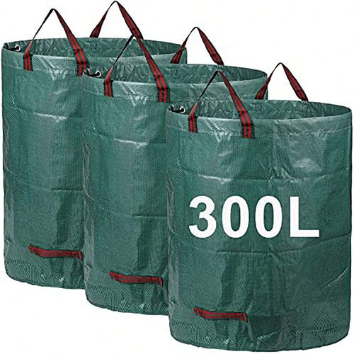 (3x300L) Garden Bags, Premium Garden Bags, Waterproof, Large Trash Bags With Handles, Foldable And Reusable, Large Capacity And Double Layer Bottom, UV Resistant