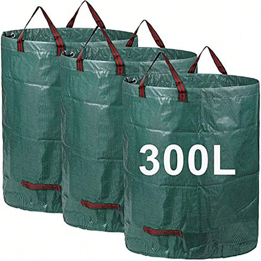 (3x300L) Garden Bags, Premium Garden Bags, Waterproof, Large Trash Bags With Handles, Foldable And Reusable, Large Capacity And Double Layer Bottom, UV Resistant