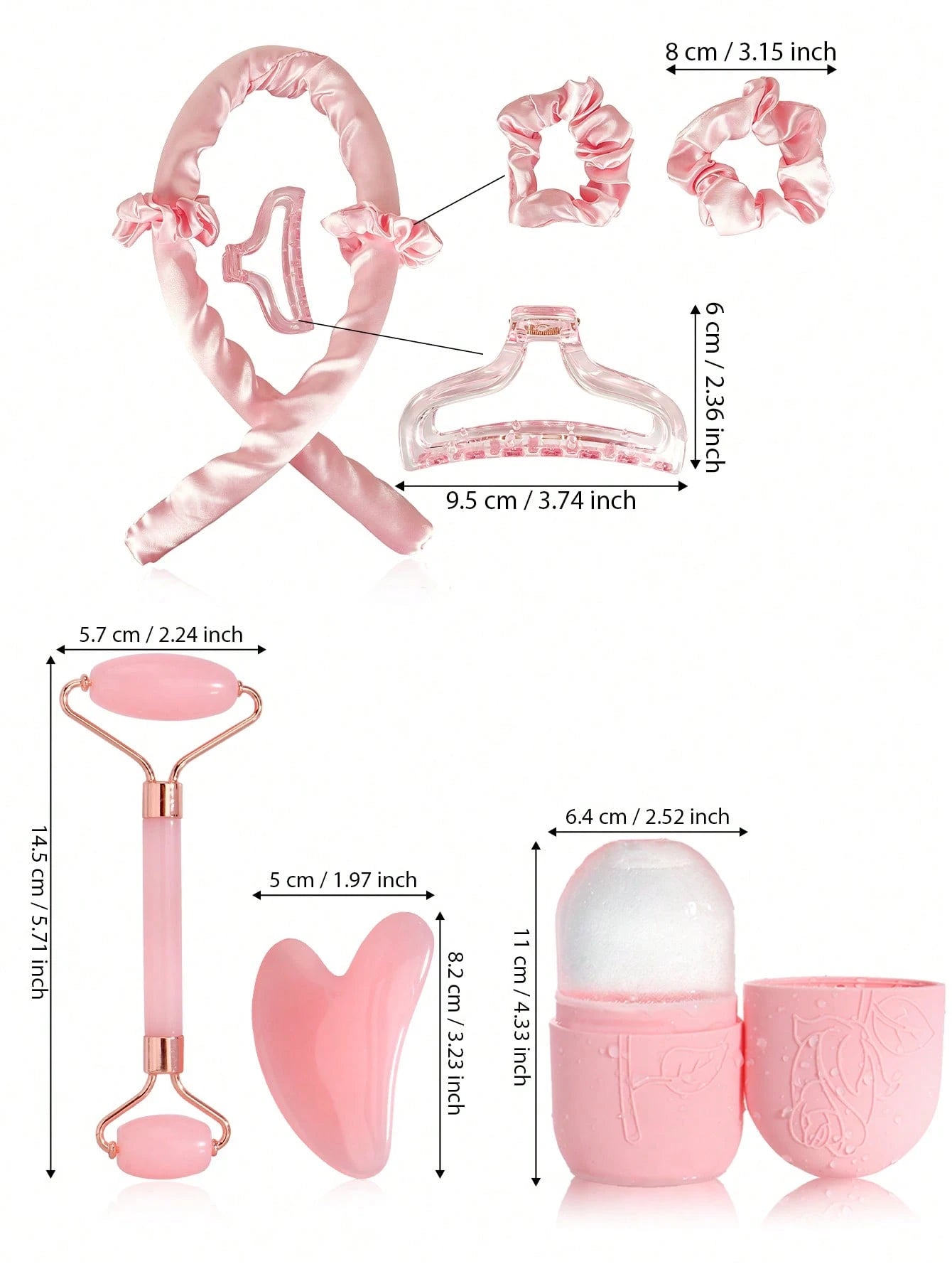 4/5/8pcs/Set Facial Beauty Massage Tool Set, Curling Tool Set, Gua Sha Roller, Facial Massager, Ice Facial Tool, Foam Hair Roller, Large Hair Scrunchie, Hair Clip, Women's Hair Styling Tool Set