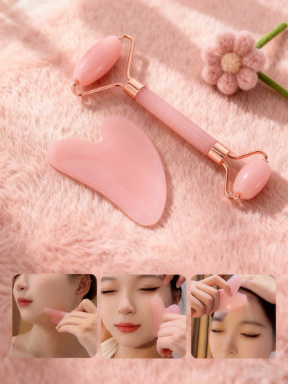 4/5/8pcs/Set Facial Beauty Massage Tool Set, Curling Tool Set, Gua Sha Roller, Facial Massager, Ice Facial Tool, Foam Hair Roller, Large Hair Scrunchie, Hair Clip, Women's Hair Styling Tool Set