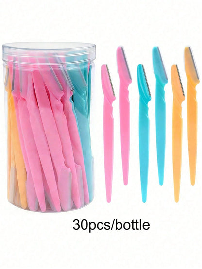 4/6/12/24pcs/30pcs Bottled Eyebrow Razor Set, Includes Storage Box, Facial Trimming Blades And Razors, Suitable For Facial And Body Hair Removal, Essential Hairdressing Product And Accessory For Barbe