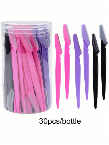 4/6/12/24pcs/30pcs Bottled Eyebrow Razor Set, Includes Storage Box, Facial Trimming Blades And Razors, Suitable For Facial And Body Hair Removal, Essential Hairdressing Product And Accessory For Barbe