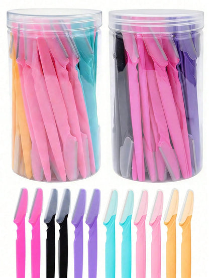 4/6/12/24pcs/30pcs Bottled Eyebrow Razor Set, Includes Storage Box, Facial Trimming Blades And Razors, Suitable For Facial And Body Hair Removal, Essential Hair Styling Product And Accessory For Barbe