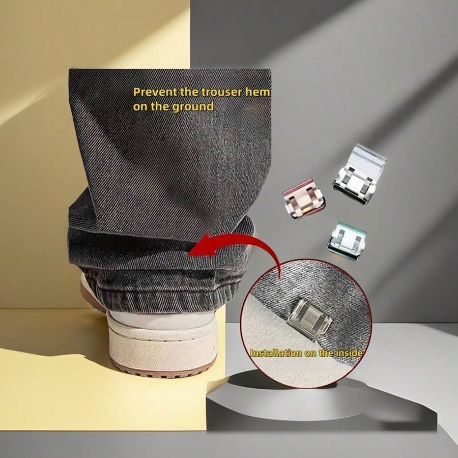 4/6pcs Shorten The Pants Legs With Invisible Fixing Clips, Prevent Dragging At The Bottom Of The Pants Legs, Hide The Buckle Leg Closure Device Without Seams, Prevent Pants Legs From Dragging The Floo