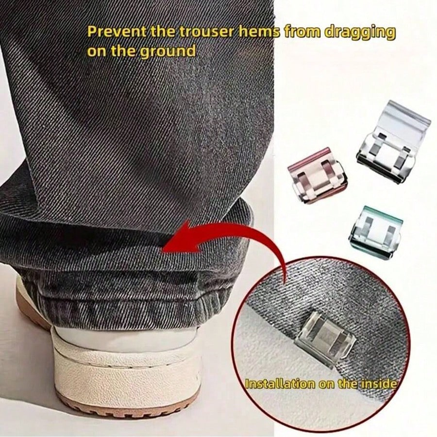 4/6pcs Shorten The Pants Legs With Invisible Fixing Clips, Prevent Dragging At The Bottom Of The Pants Legs, Hide The Buckle Leg Closure Device Without Seams, Prevent Pants Legs From Dragging The Floo