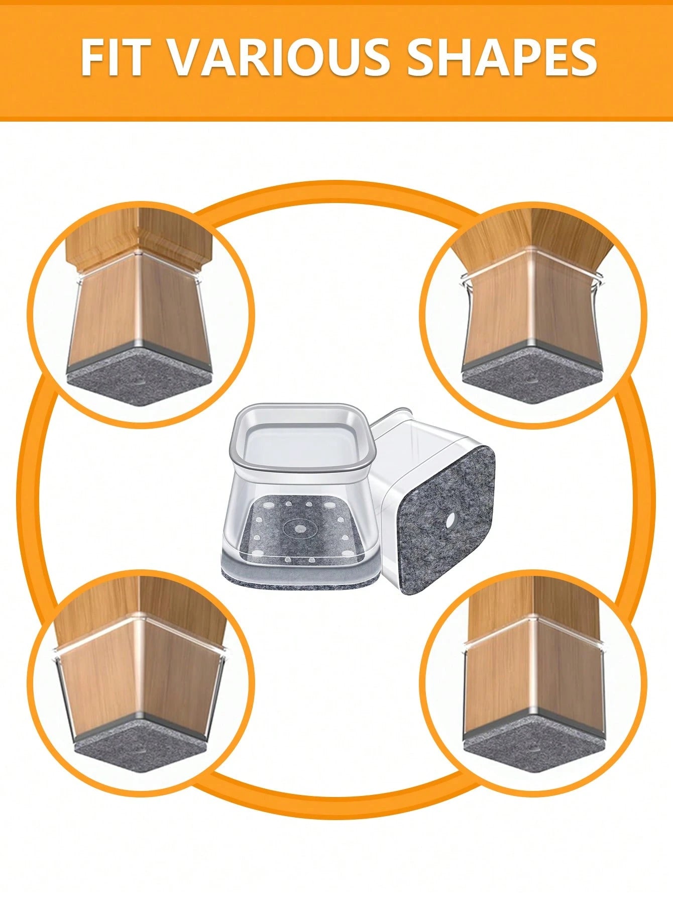 4/8/16/24/32PCS Square Chair Leg Floor Protectors, Silicone Furniture Pads For Hardwood Floors, Chair Leg Sliders And Caps, Rectangular Floor Protectors, Protect Floors And Table Legs, Reduce Noise (L