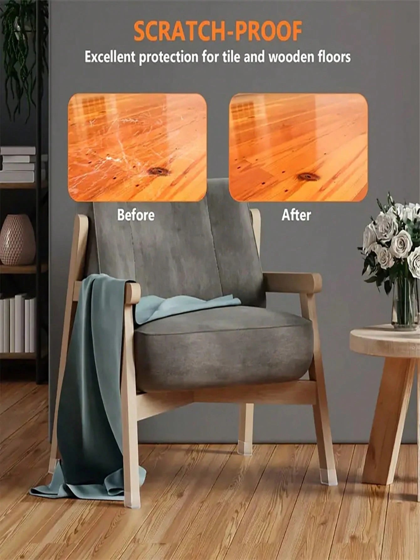 4/8/16/24/32PCS Square Chair Leg Floor Protectors, Silicone Furniture Pads For Hardwood Floors, Chair Leg Sliders And Caps, Rectangular Floor Protectors, Protect Floors And Table Legs, Reduce Noise (L