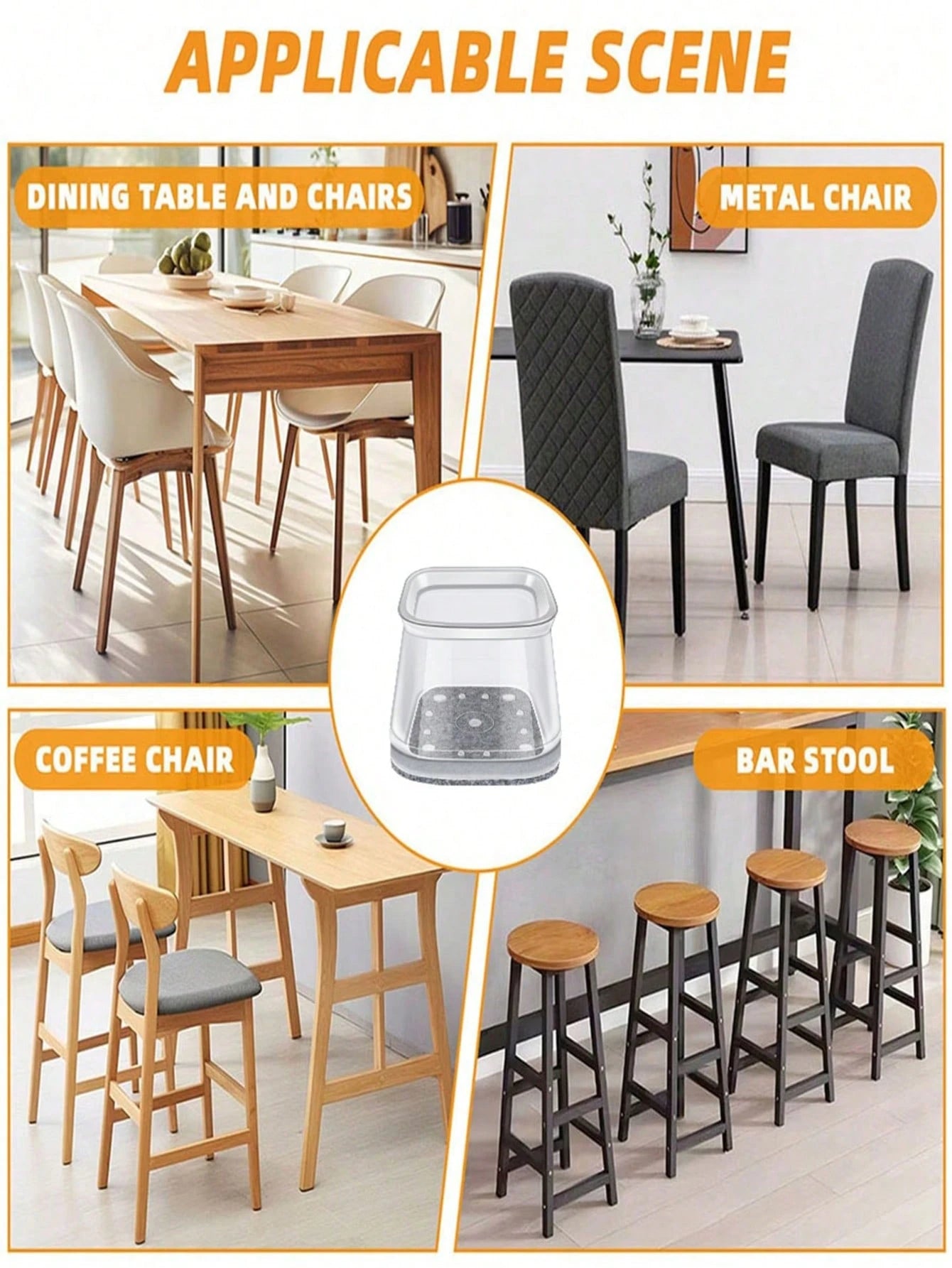 4/8/16/24/32PCS Square Chair Leg Floor Protectors, Silicone Furniture Pads For Hardwood Floors, Chair Leg Sliders And Caps, Rectangular Floor Protectors, Protect Floors And Table Legs, Reduce Noise (L
