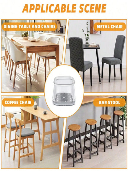 4/8/16/24/32PCS Square Chair Leg Floor Protectors, Silicone Furniture Pads For Hardwood Floors, Chair Leg Sliders And Caps, Rectangular Floor Protectors, Protect Floors And Table Legs, Reduce Noise (L