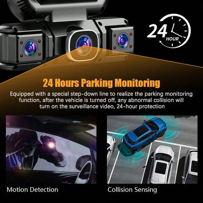 4 Channel Dash Cam Front And Rear, FHD Left Right Dash Camera For Car With WiFi App Control, 170°Wide Angle, Loop Recording, Night Vision, G-Sensor, Parking Mode, Included 32GB Card