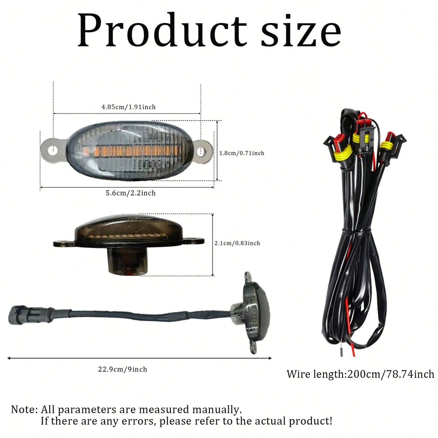 4 In 1 Car LED Grille Light, Amber LED Light, Hardwired DC12V, Car LED Accessory Light
