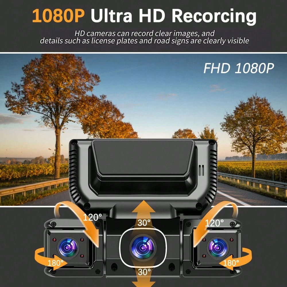 4-Lens 360° Panoramic Dashboard Camera Dash Cam, With Ultra-Wide-Angle Night Vision Function, WiFi Connection, Loop Recording And G-Sensor,Multi-Functional Dash Cam, Comes With A 32G Memory Card And