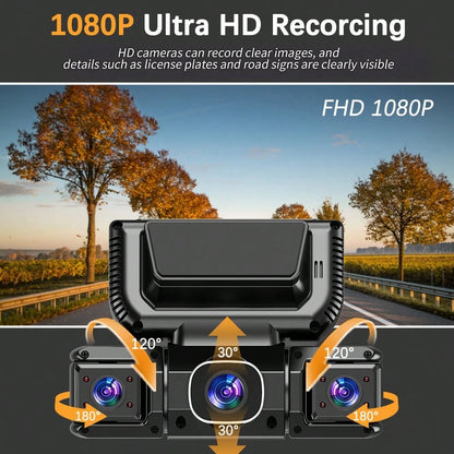 4-Lens 360° Panoramic Dashboard Camera Dash Cam, With Ultra-Wide-Angle Night Vision Function, WiFi Connection, Loop Recording And G-Sensor,Multi-Functional Dash Cam, Comes With A 32G Memory Card And