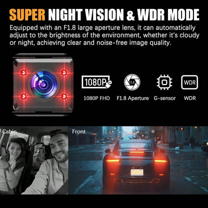 4-Lens 360° Panoramic Dashboard Camera Dash Cam, With Ultra-Wide-Angle Night Vision Function, WiFi Connection, Loop Recording And G-Sensor,Multi-Functional Dash Cam, Comes With A 32G Memory Card And