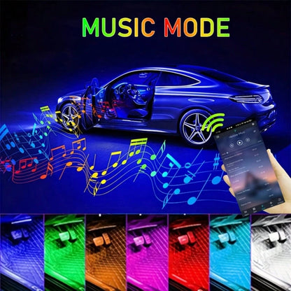 4-Pack LED Car Interior Lighting Kit- Cigarette Lighter Plug, 22.5cm/8.86inch, Smart App Control And Remote Control, Colorful Floor Lights With Music Sync, Enhances Ambiance, No Batteries Required