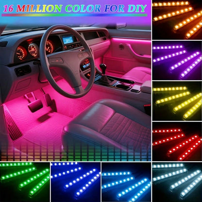 4-Pack LED Car Interior Lighting Kit- Cigarette Lighter Plug, 22.5cm/8.86inch, Smart App Control And Remote Control, Colorful Floor Lights With Music Sync, Enhances Ambiance, No Batteries Required